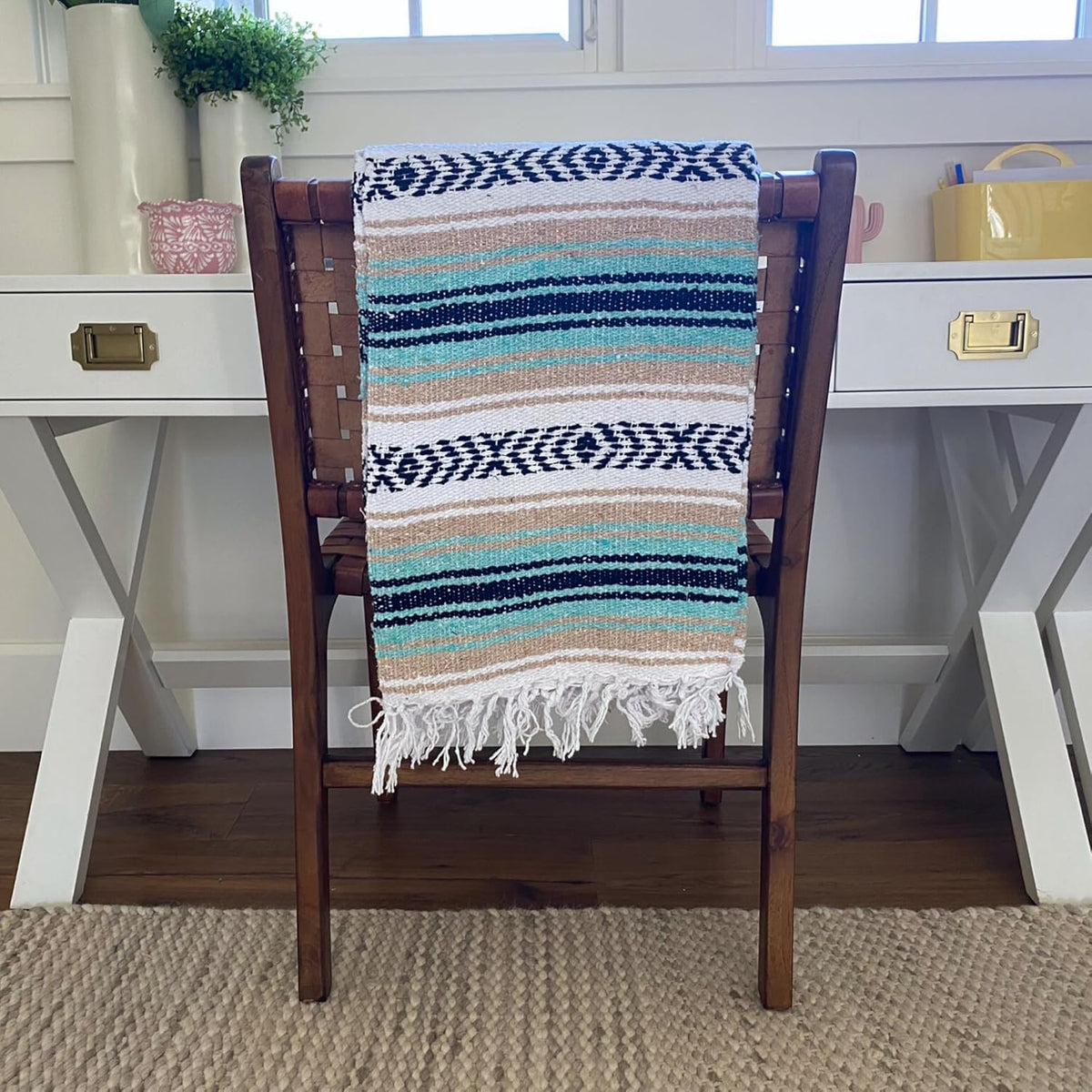 Del Mex Classic Mexican Blanket, Large Authentic Woven Falsa Throw (70"x50"), Artisan Southwest