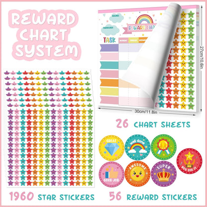 Reward Chart for Kids,Magnetic Behavior Chore Chart for Kids at Home,26 Rainbow White Chore