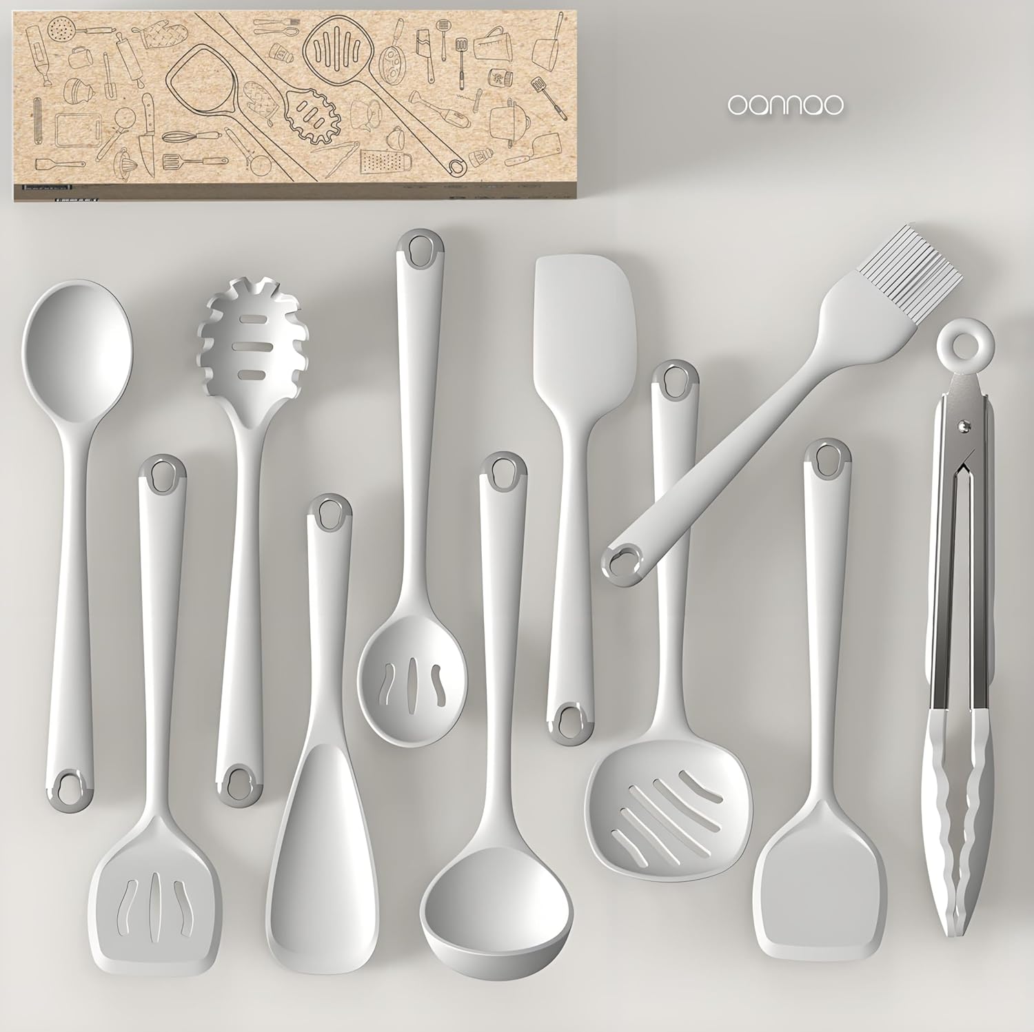 Thickened Silicone Kitchen Utensils Set, 600°F Heat Resistant Silicone Cooking Utensils, Spatula