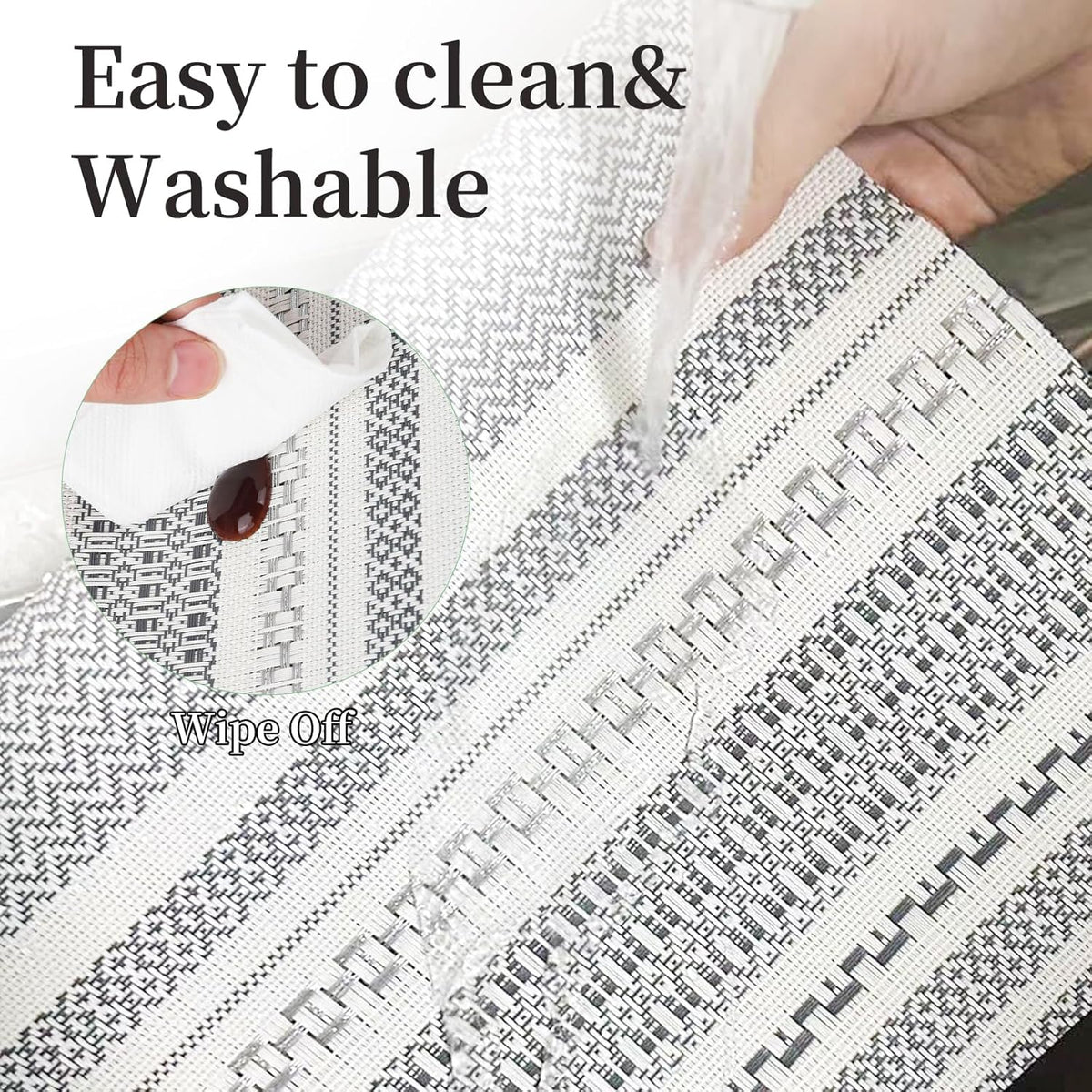 Vinyl Plastic Placemats Set of 6 Washable Heat Resistant Non-Slip Elegant Indoor Outdoor Kitchen