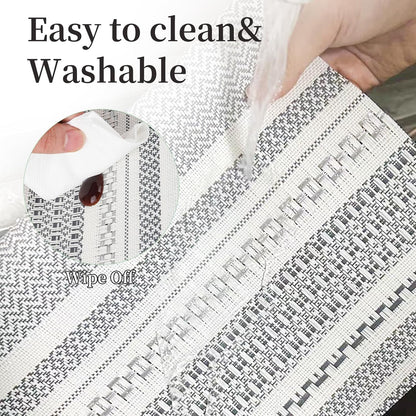 Vinyl Plastic Placemats Set of 6 Washable Heat Resistant Non-Slip Elegant Indoor Outdoor Kitchen