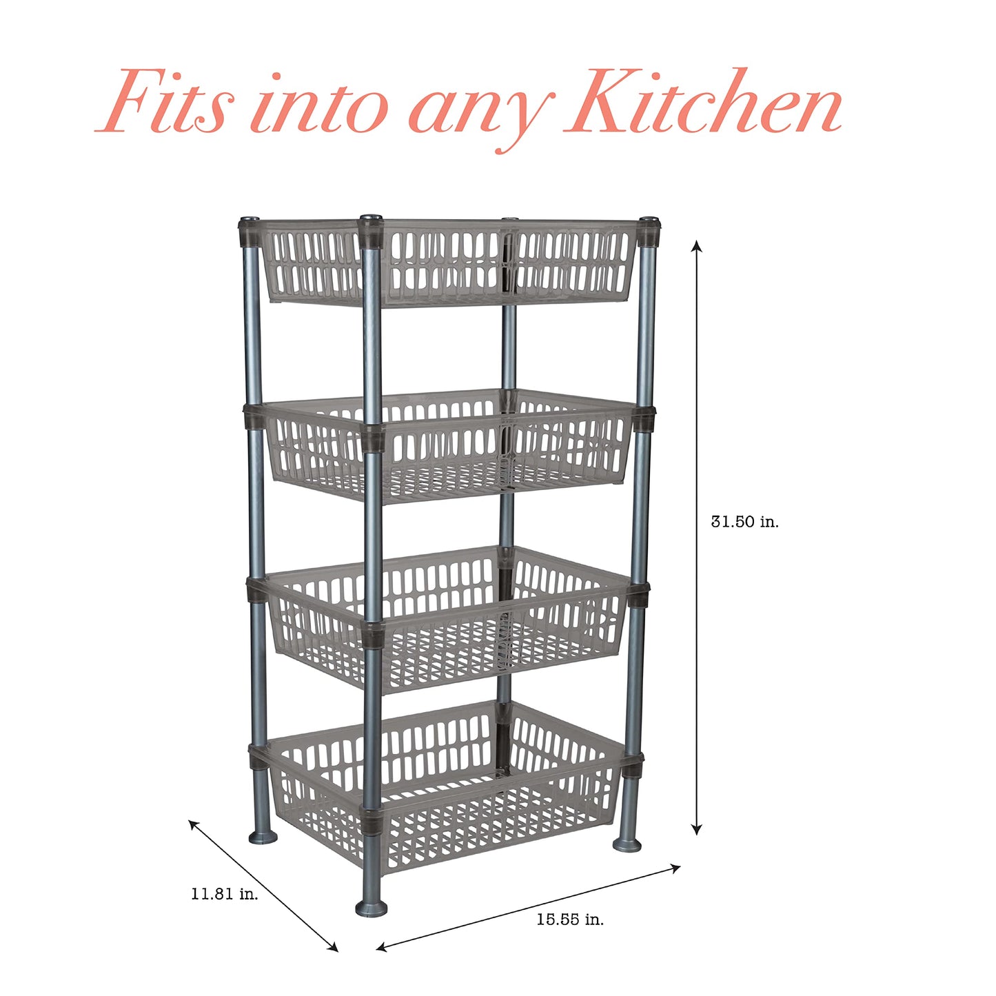 Kitchen Details 4 Tier Slim Basket Shelf Rack | Storage & Organizer | Kitchen | Bathroom | Laundry
