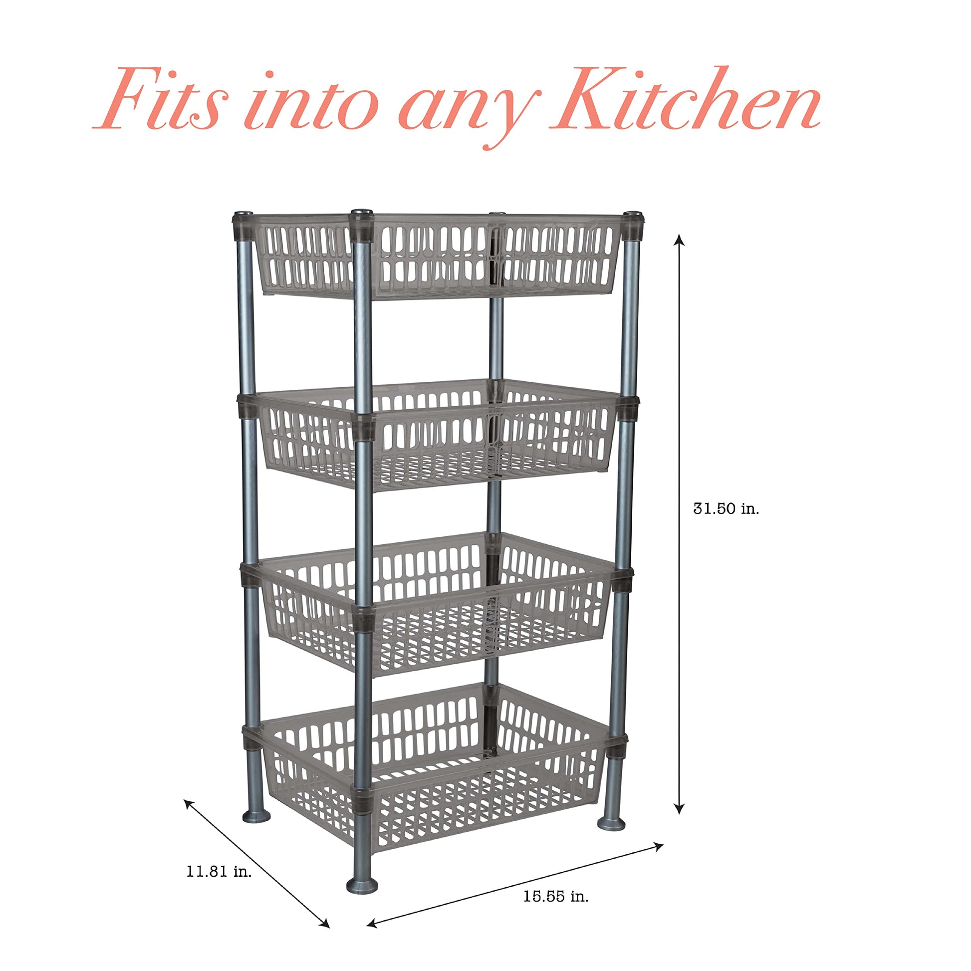 Kitchen Details 4 Tier Slim Basket Shelf Rack | Storage & Organizer | Kitchen | Bathroom | Laundry