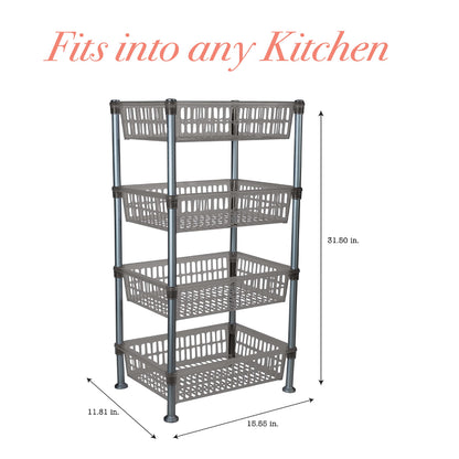 Kitchen Details 4 Tier Slim Basket Shelf Rack | Storage & Organizer | Kitchen | Bathroom | Laundry