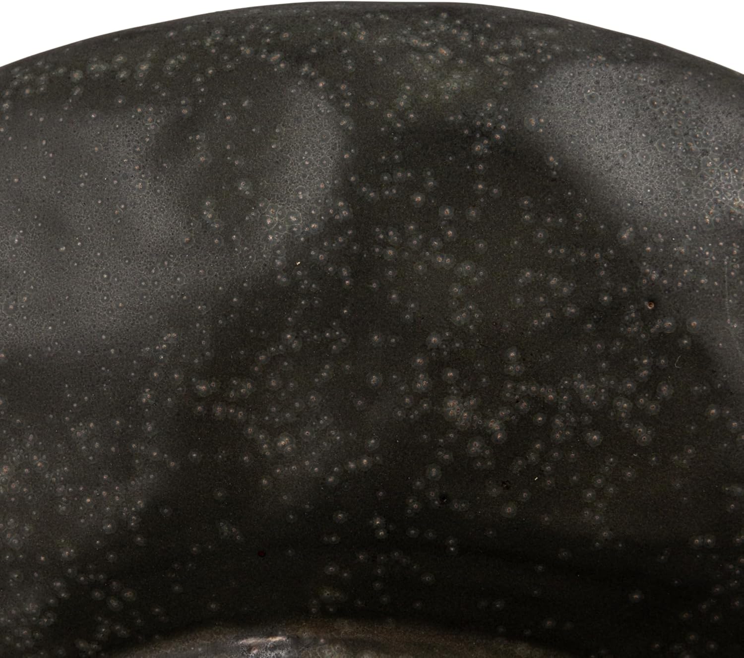 Creative Co-Op Stoneware Footed Pedestal/Bowl with Handles, Reactive Glaze, Black