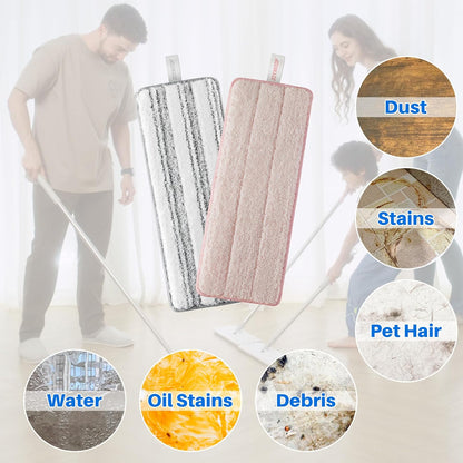 JOYMOOP Mop Replacement Pads, Reusable Microfiber Mop Pads for 13-inch Flat Mop and Mop Bucket Set