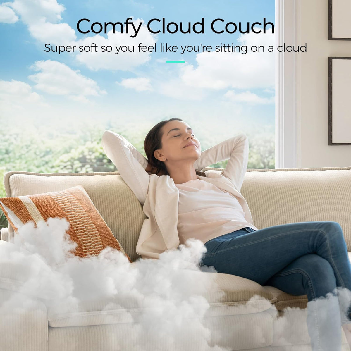 LINSY HOME Modular Sectional Sofa - 123'' Oversized Sleeper Sofa Cloud Couch Corduroy Sofa Bed with