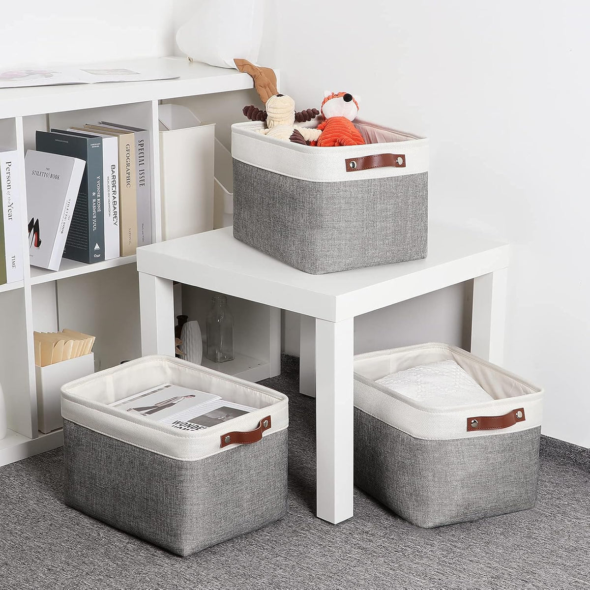 DULLEMELO Storage Baskets for Organizing, Rectangular Fabric Storage Bins Collapsible, Perfect for