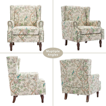 Lumibee High Back Accent Chair, Armchair in Fabric,Comfy Upholstered Wingback Single Sofa Reading