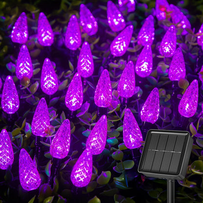 Brightown Solar Operated C6 Halloween Outdoor Lights, 22.64ft 50 LEDs Purple Halloween Lights