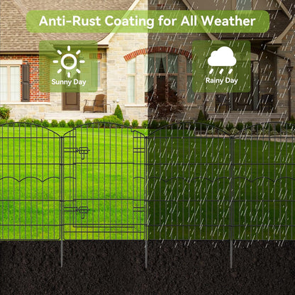 Decorative Garden Fence 6 Panels 14.8ft(L)×38in(H) No Dig Animal Barrier Fencing with 5 Panels + 1