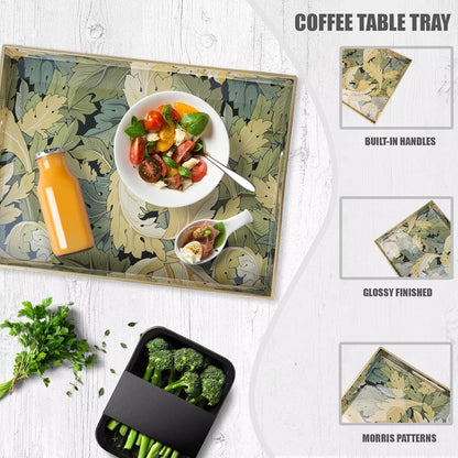 Spsyrine Serving Tray with Handles, Plastic Decorative Tray for Coffee Table, Living Room, Home