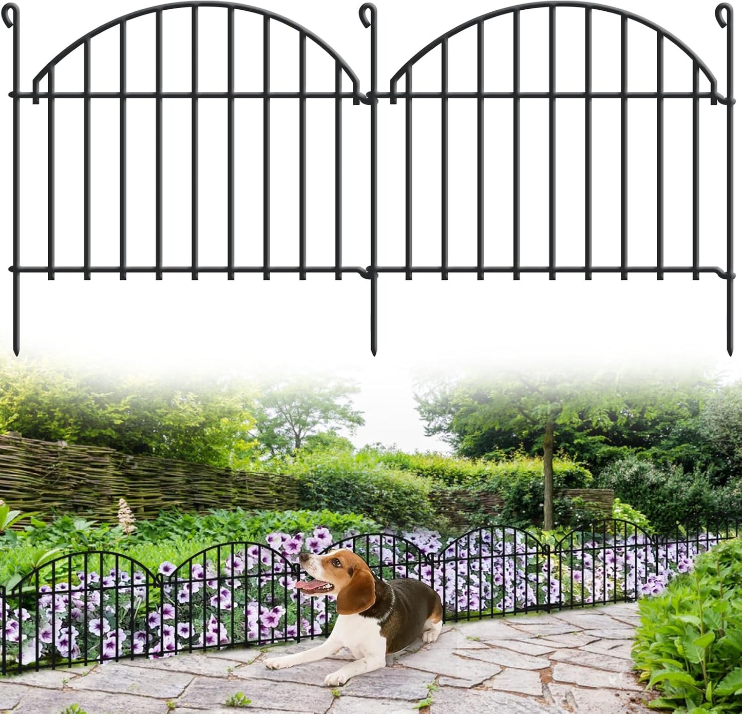 21.25ft x 20in Animal Barrier Fence, 15 Panels Garden Fencing for Dogs Rabbit, Rustproof Metal