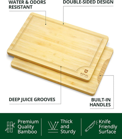 ROYAL CRAFT WOOD Extra Large Cutting Boards for Kitchen Meal Prep & Serving-Bamboo Wood Cutting