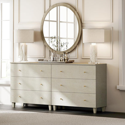 WAMPAT Dresser with 6 Drawers for Bedroom, 70.8" Wide Wooden Chest of Drawers, Modern Closet