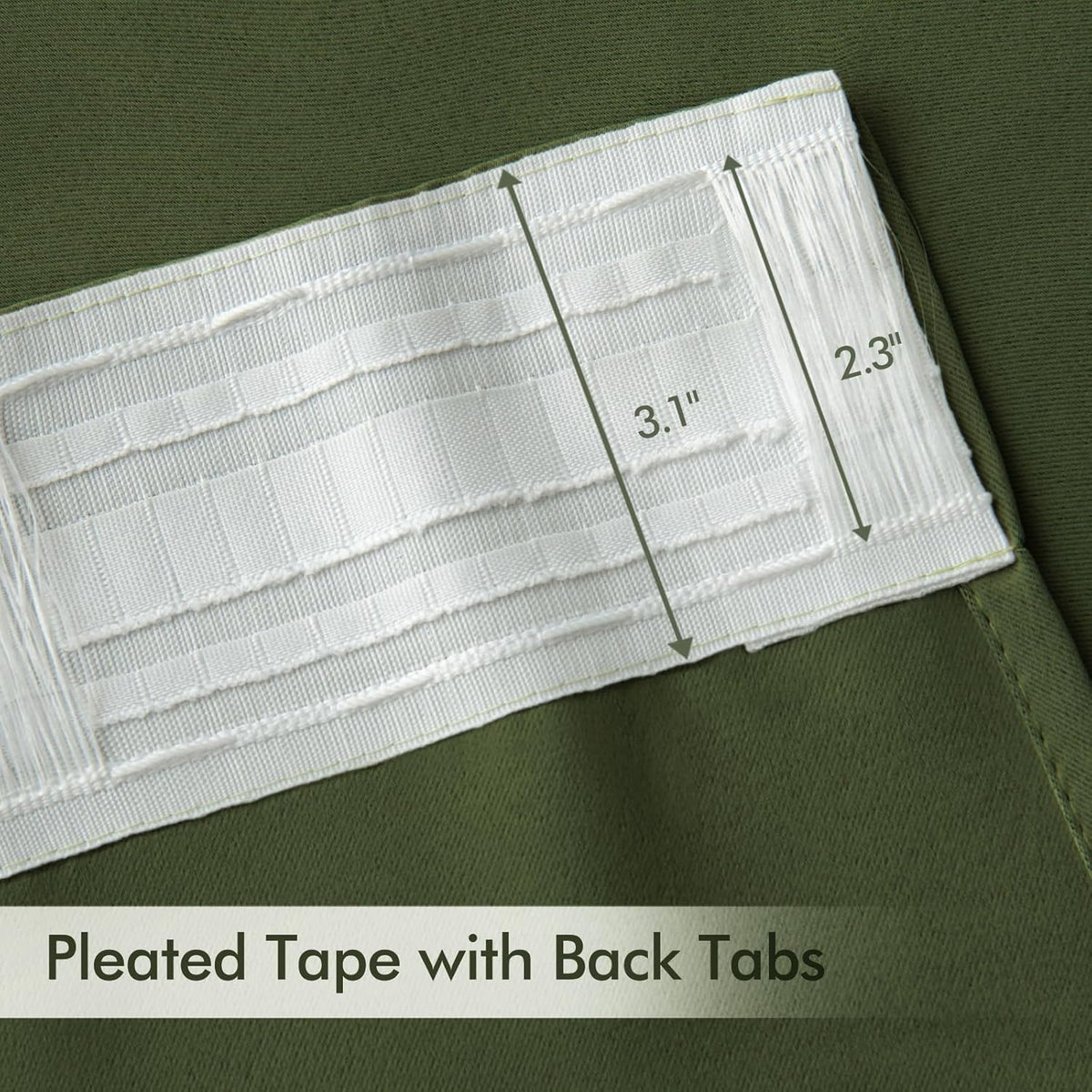 MIULEE Olive Green Back Tab Blackout Curtains 108 Inch Long 2 Panels Set for Bedroom, Rod