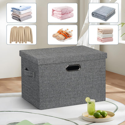 Large 17" 36 Quart Collapsible Stackable Storage Bins with Lids, 3 Packs Black and White Mix Linen