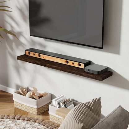 Fun Memories Rustic Elm Wood Floating Shelves for Wall, 48" Floating Shelf Wall Mounted, Long
