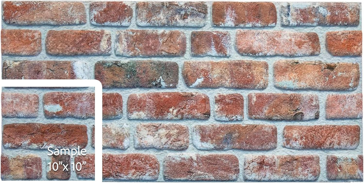 Dundee Deco 3D Wall Panels Faux Brick - Cladding Red Brown Stone Look Wall Paneling, Styrofoam
