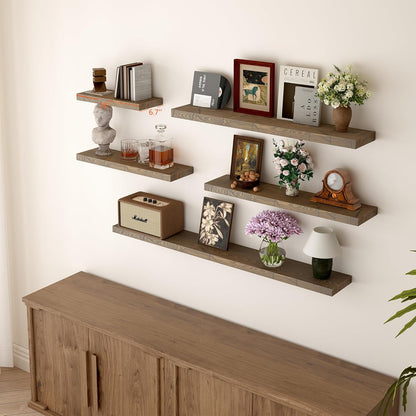 BGMG Wood Floating Shelves for Wall 18 inch, Distressed, Rustic Wooden Wall Mount Shelves for