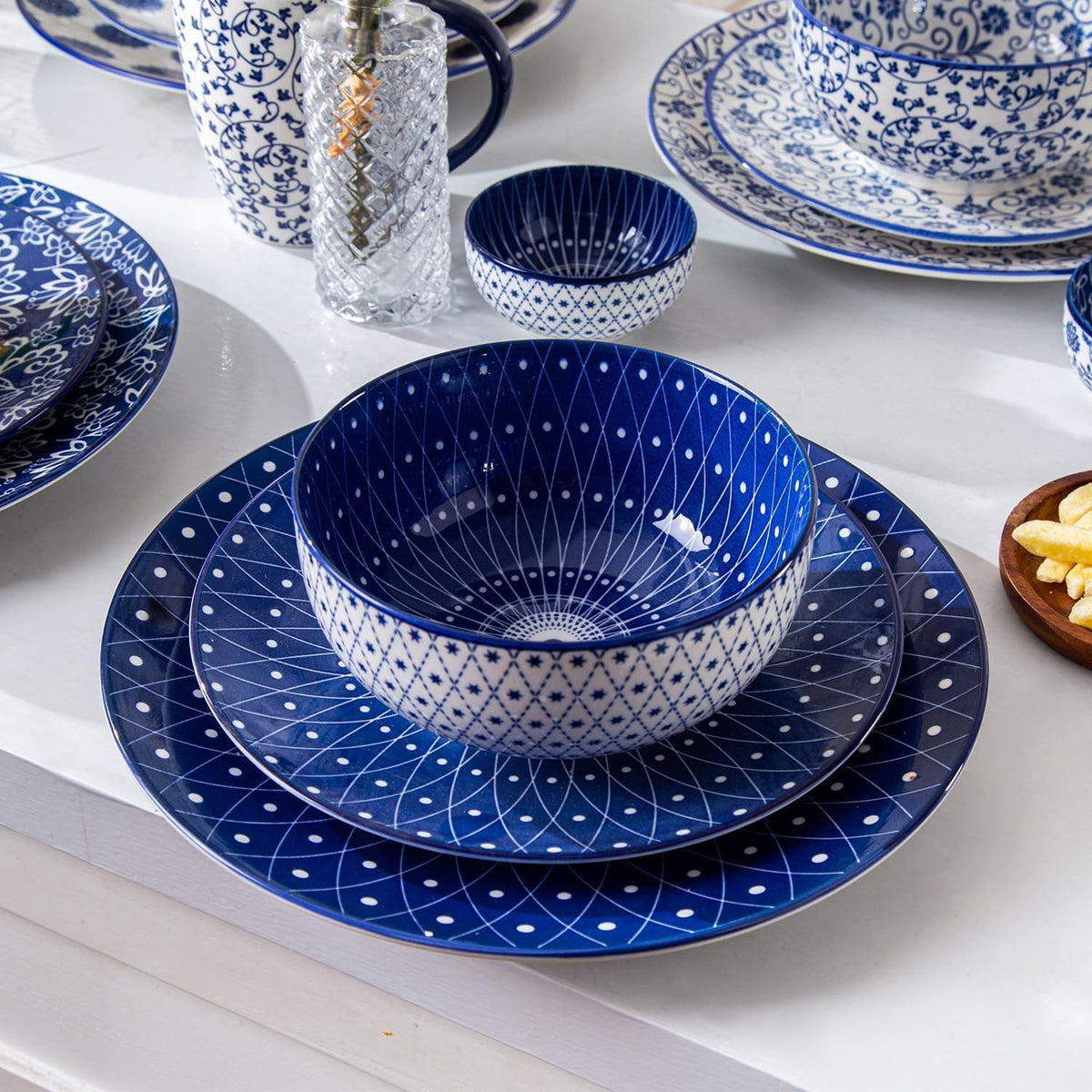 Ceramic Soup Bowls Set - 23 Oz Deep Cereal Bowl for kitchen - 6 Inch Porcelain Salad Bowl for
