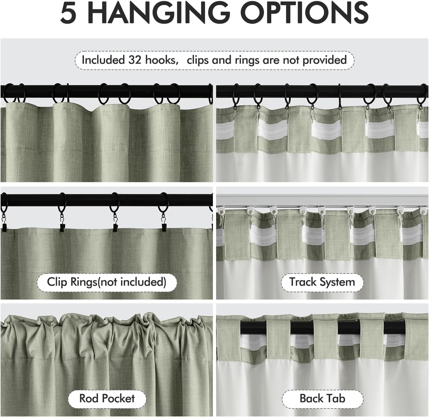MIULEE 100% Blackout Curtains 108 Inch Long 2 Panels for Bedroom, Thick Luxury Faux Linen Black Out