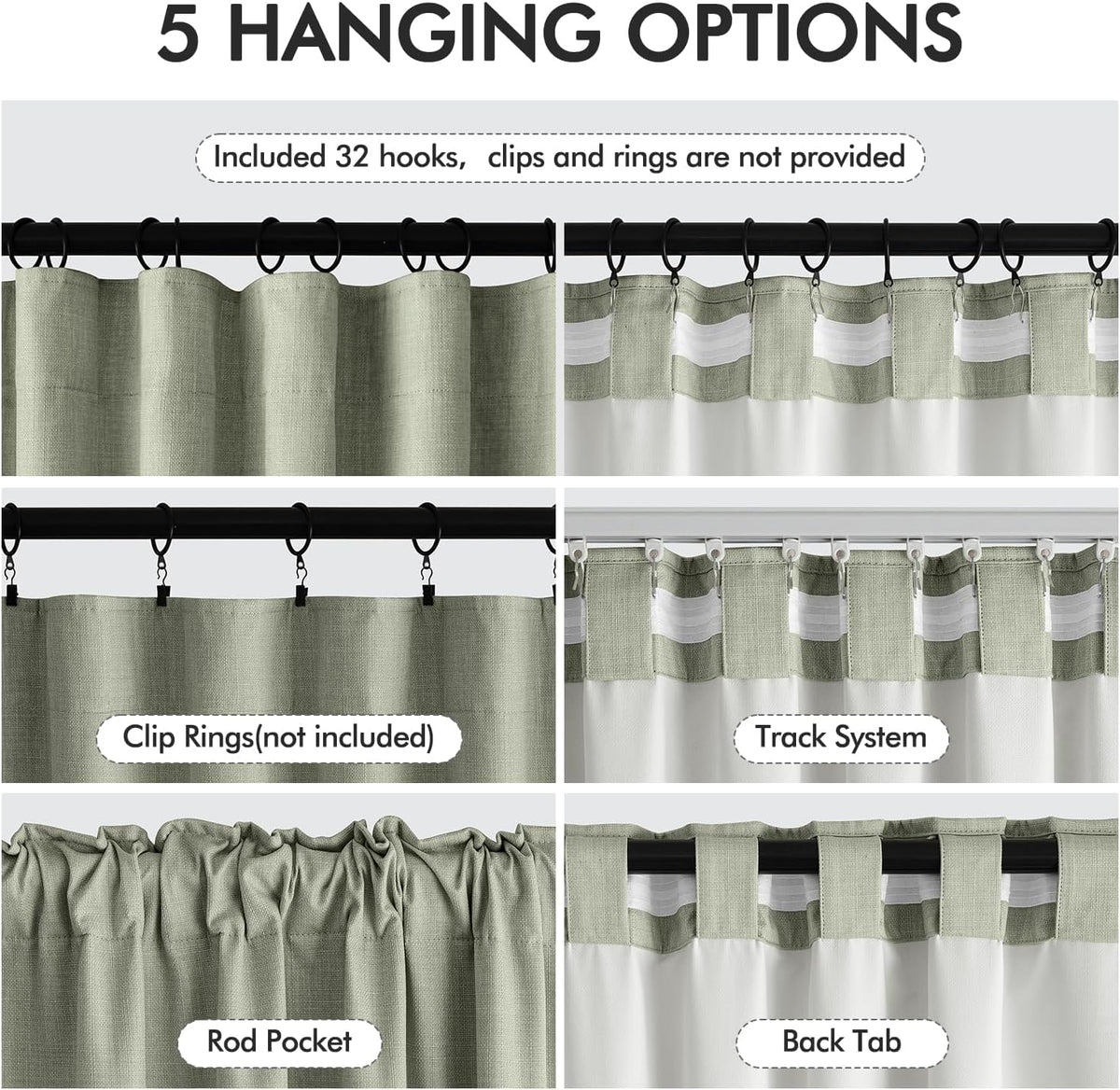 MIULEE 100% Blackout Curtains 108 Inch Long 2 Panels for Bedroom, Thick Luxury Faux Linen Black Out