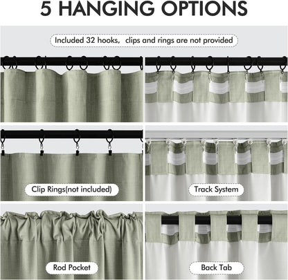 MIULEE 100% Blackout Curtains 108 Inch Long 2 Panels for Bedroom, Thick Luxury Faux Linen Black Out