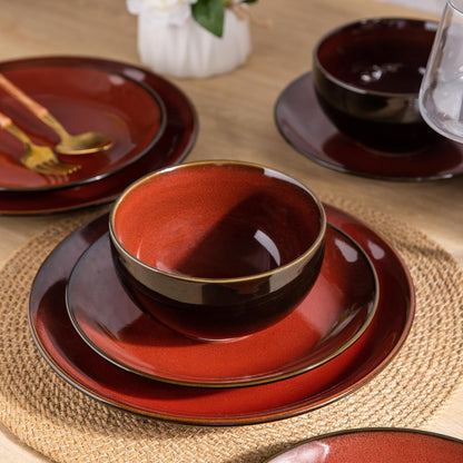 LERATIO Ceramic Dinnerware Sets for 4,Stoneware Coupe Plates and Bowls Sets,Highly Chip and Crack
