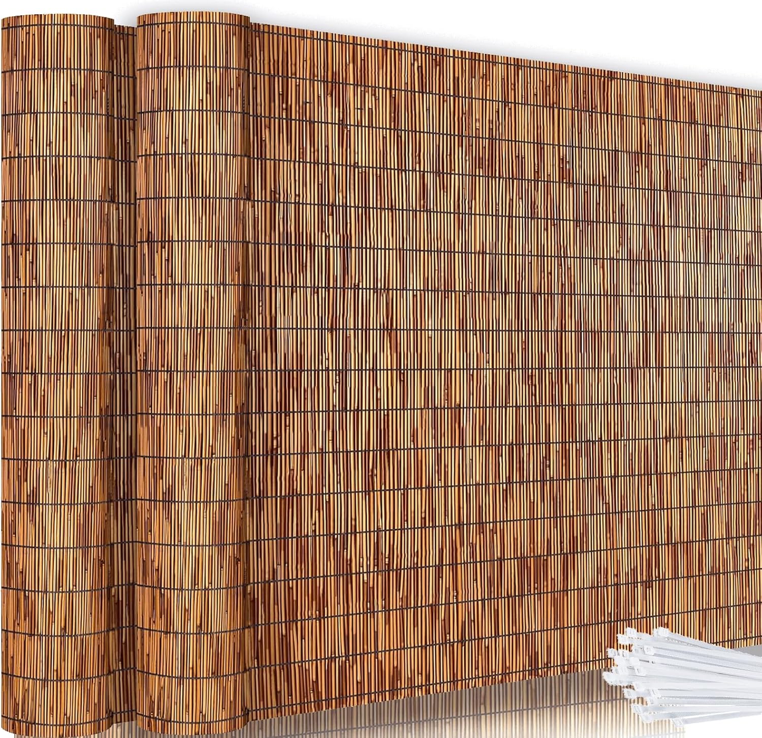Bamboo Reed Fencing, Light Russet Decorative Bamboo Privacy Fence 5ft High, Reed Curtains for Patio