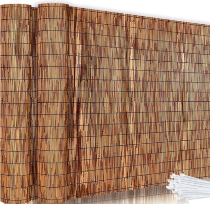 Bamboo Reed Fencing, Light Russet Bamboo Fence Rolls 4 Feet High, Decorative Reed Screen Privacy