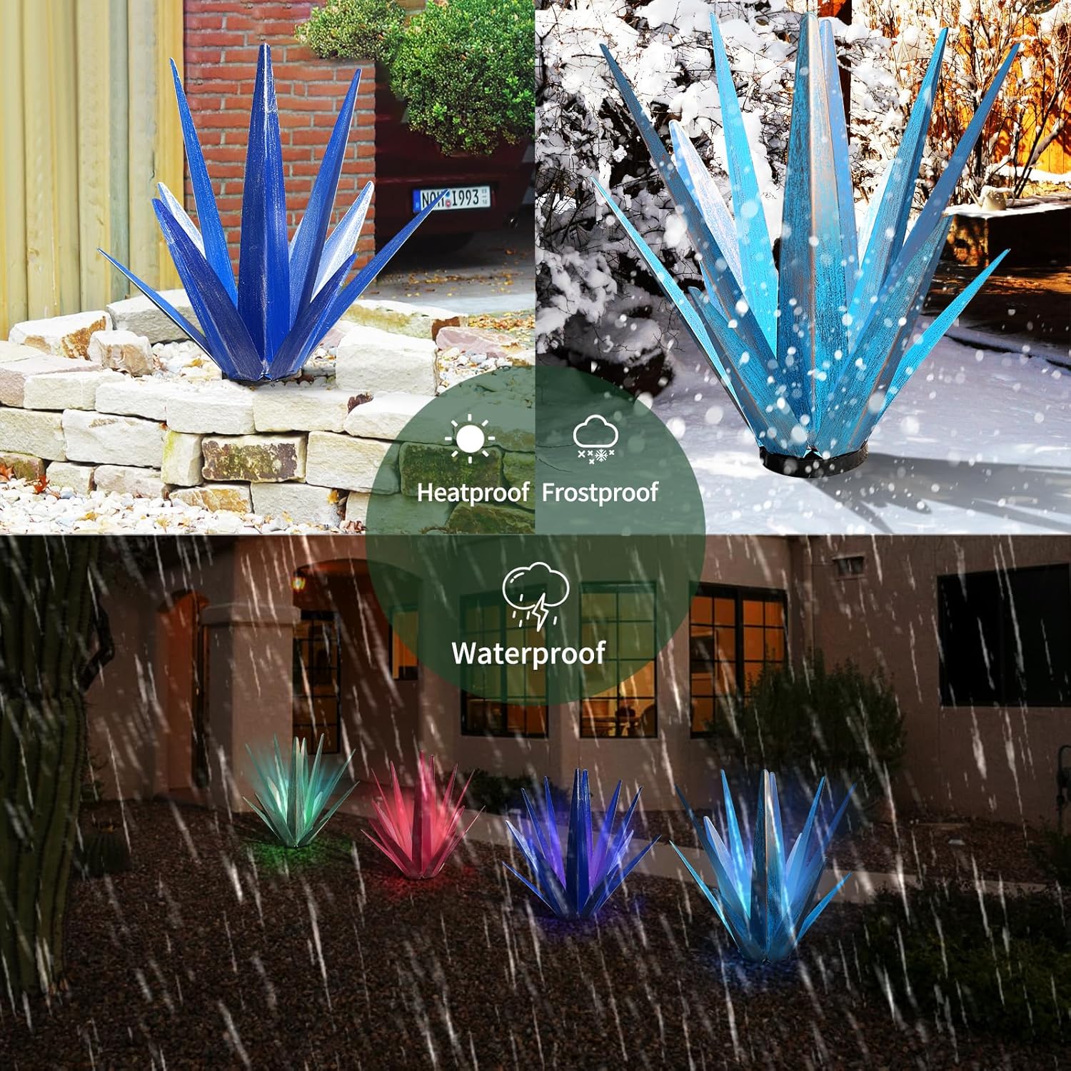 Large Tequila Rustic Sculpture, Rustic Metal Agave Plants for Outdoor Patio Yard, Home Decor Hand