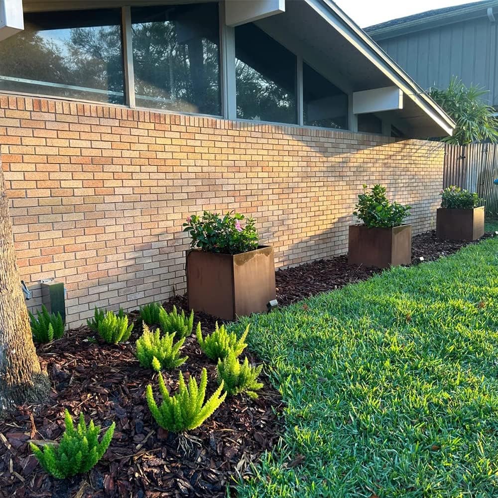 Corten Steel Planter Box Metal Planters Square Outdoor Steel Planter Cube Rustic Flower Pot 16 Inch
