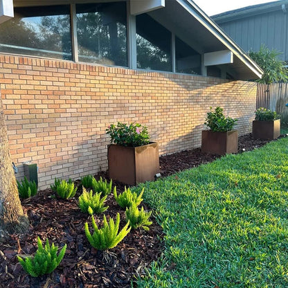 Corten Steel Planter Box Metal Planters Square Outdoor Steel Planter Cube Rustic Flower Pot 16 Inch