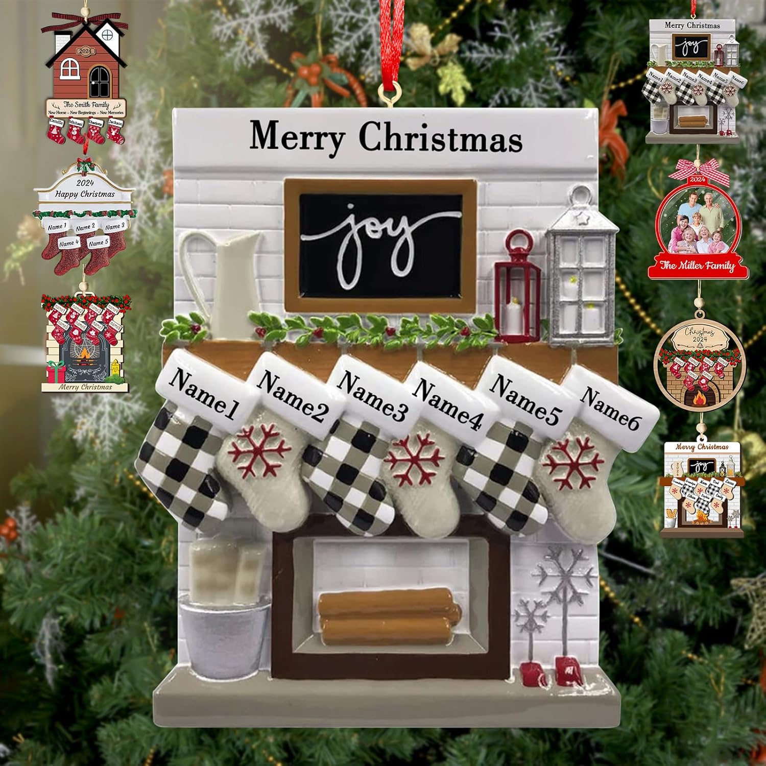 Personalized Christmas Ornaments with Names of 2/3/4/5/6/7/8 Custom Family Ornament Customized Xmas