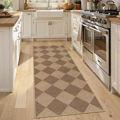 Lahome Checkered Easy Jute Runner Rug, 2x6 Kitchen Mats for Floor Non Slip Washable Entryway