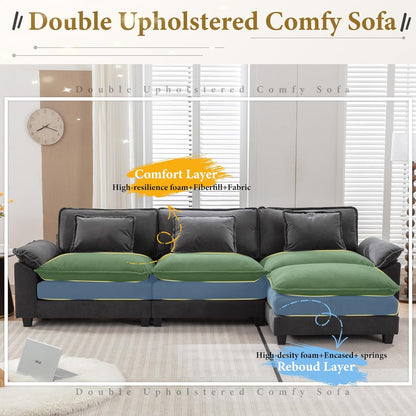 URRED Modular Sectional Sofa Comfy Cloud Couch, Modern Velvet Sofa Sleeper Deep Seat Couches with