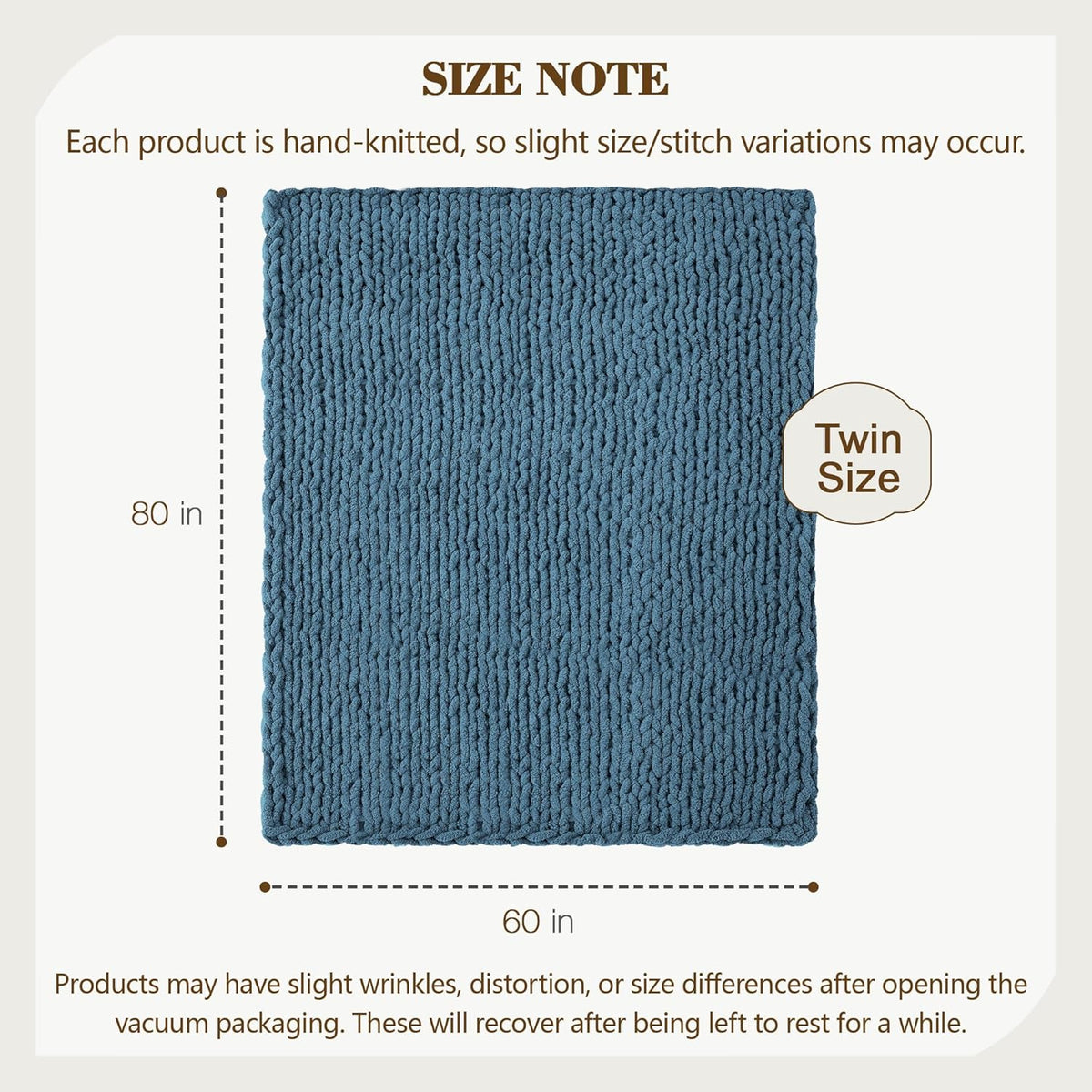 Carriediosa Chunky Knit Throw Blanket 60" X 80" Twin, 100% Hand Made Large Chenille Loop Yarn Soft