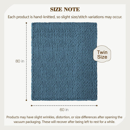 Carriediosa Chunky Knit Throw Blanket 60" X 80" Twin, 100% Hand Made Large Chenille Loop Yarn Soft