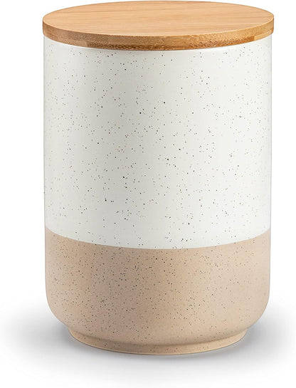 vancasso Sabine Large Ceramic Canister with Airtight Wood Lid - 74 oz Kitchen Food Storage Jar for