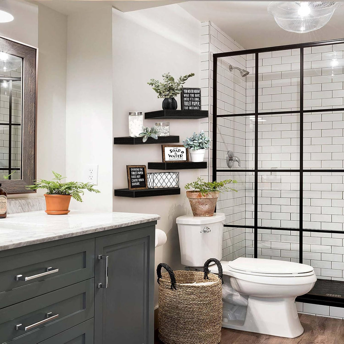 QEEIG Floating Shelves for Wall Bathroom Shelf Bedroom Kitchen Living Room Farmhouse Small Book