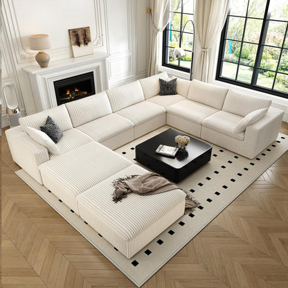 157.5" Cloud Couch Oversized Modular Sectional Sofa for Living Room,Modern Sofa with Deep Seat，8
