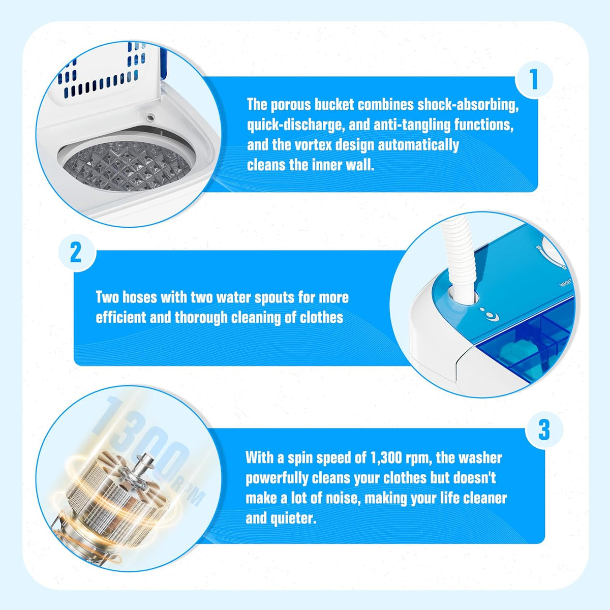 Pataku Portable Washing Machine, Compact Twin Tub Mini Washing Machine, 17.6 LBS Washer and Dryer