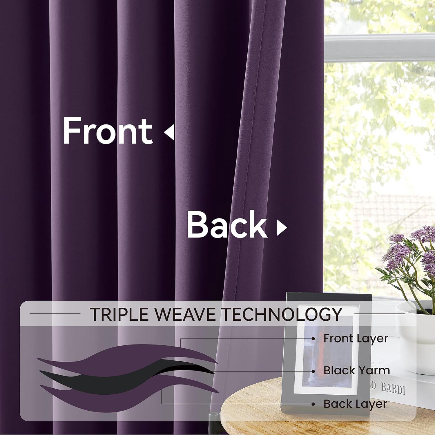 KangBang Royal Purple Pinch Pleated Curtains 84 Inch Length 2 Panels Set, Room Darkening Black Out