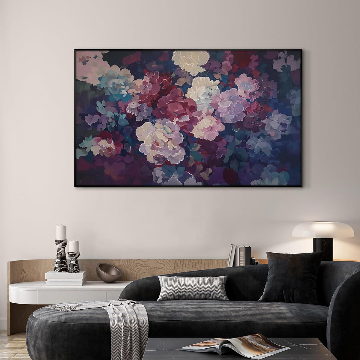 SIGNWIN 30"x60" Extra Large Framed Wall Art Bold Peony Bloom in Colorful Impressionist Style, Lush