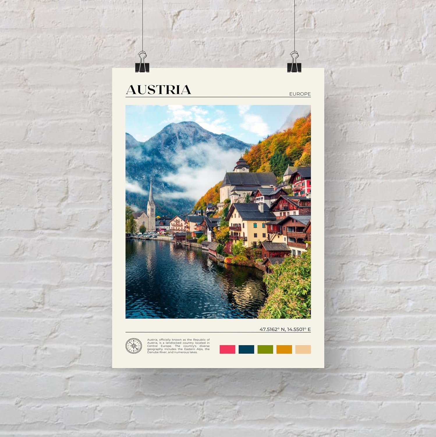 StudioUBILA Austria Wall Art Poster, Decorative Cityscape Landscape Art Prints, Home Decor Wall Art