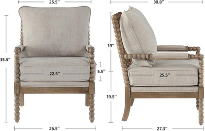 DUHOME Linen Fabric Spindle Accent Chairs Set of 2,Spool Chairs with High Resilience Spring Cushion