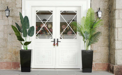 30" Tall Planters Set of 2, Outdoor＆Indoor Black Planter Pots, High Front Porch Planter Pots with