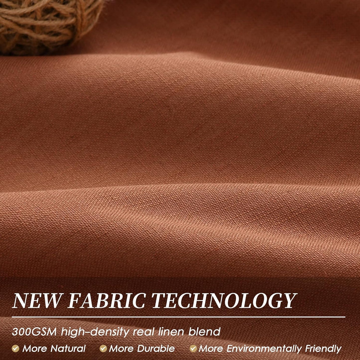 BOODII Terracotta 120 Inch Long Blackout Curtains for Living Room Linen Blend Back Tab Neutral