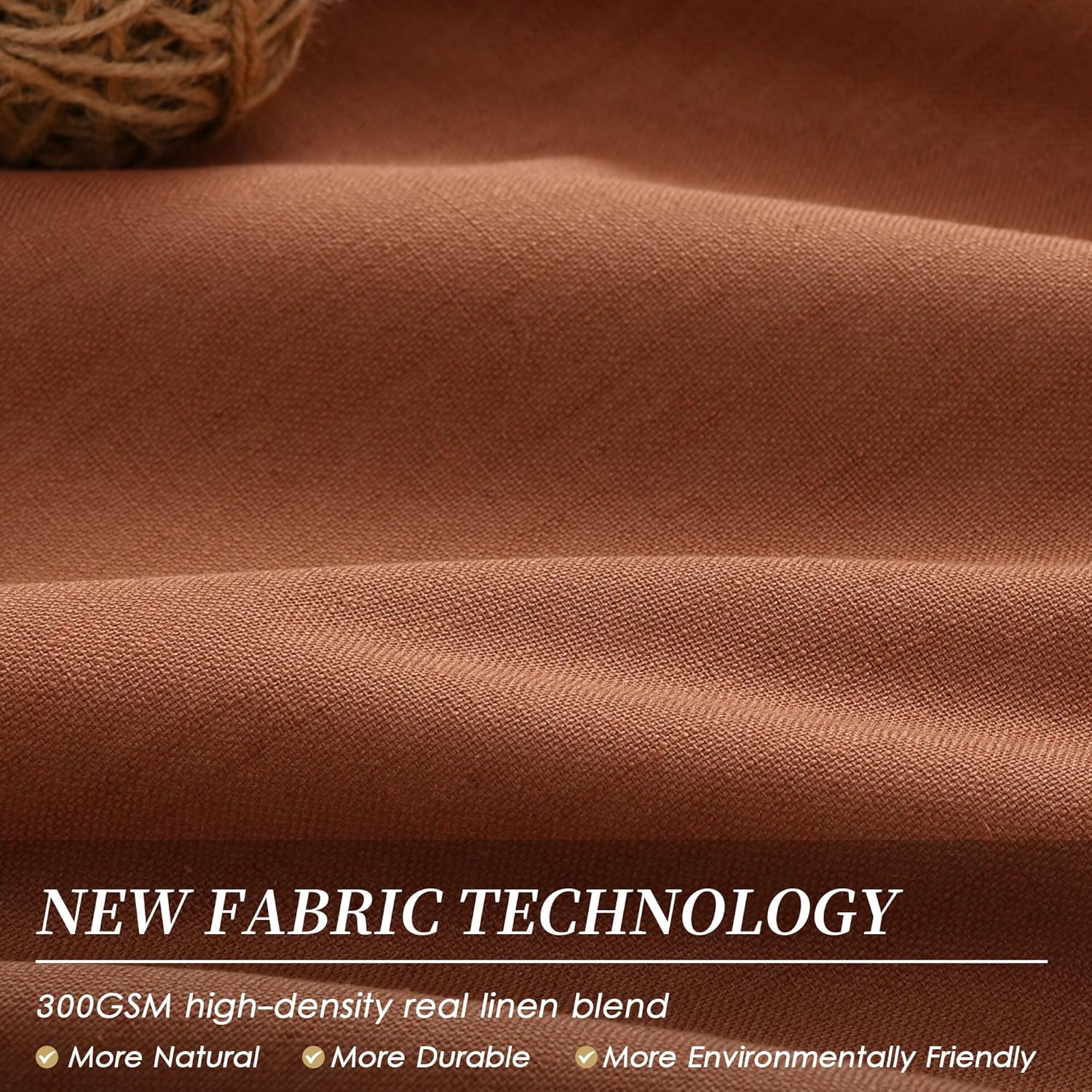 BOODII Terracotta 120 Inch Long Blackout Curtains for Living Room Linen Blend Back Tab Neutral